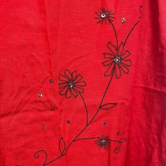 Vintage Linen Embroidered Y2K Linen skirt - Picture 2 of 6